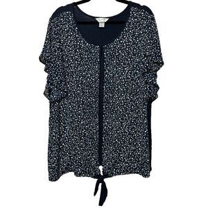 2/$30 CJ Banks Tunic Top Blouse Size 2X Stars Celestial Stretch Office Casual